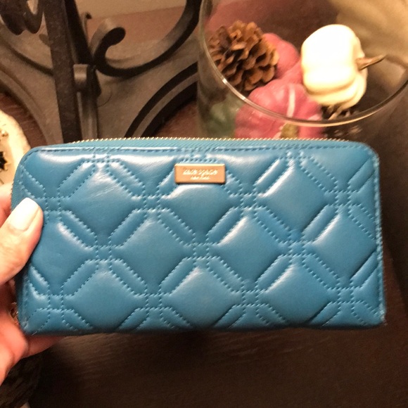 kate spade Handbags - KATE SPADE Teal ASTOR Puffy Leather Wallet